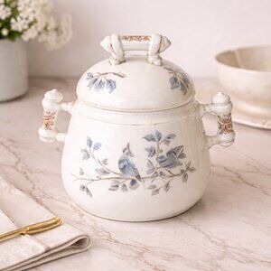 Charles Field Haviland Limoges Schleiger 1300 Blue Floral Tea or Biscuit Jar, 6"